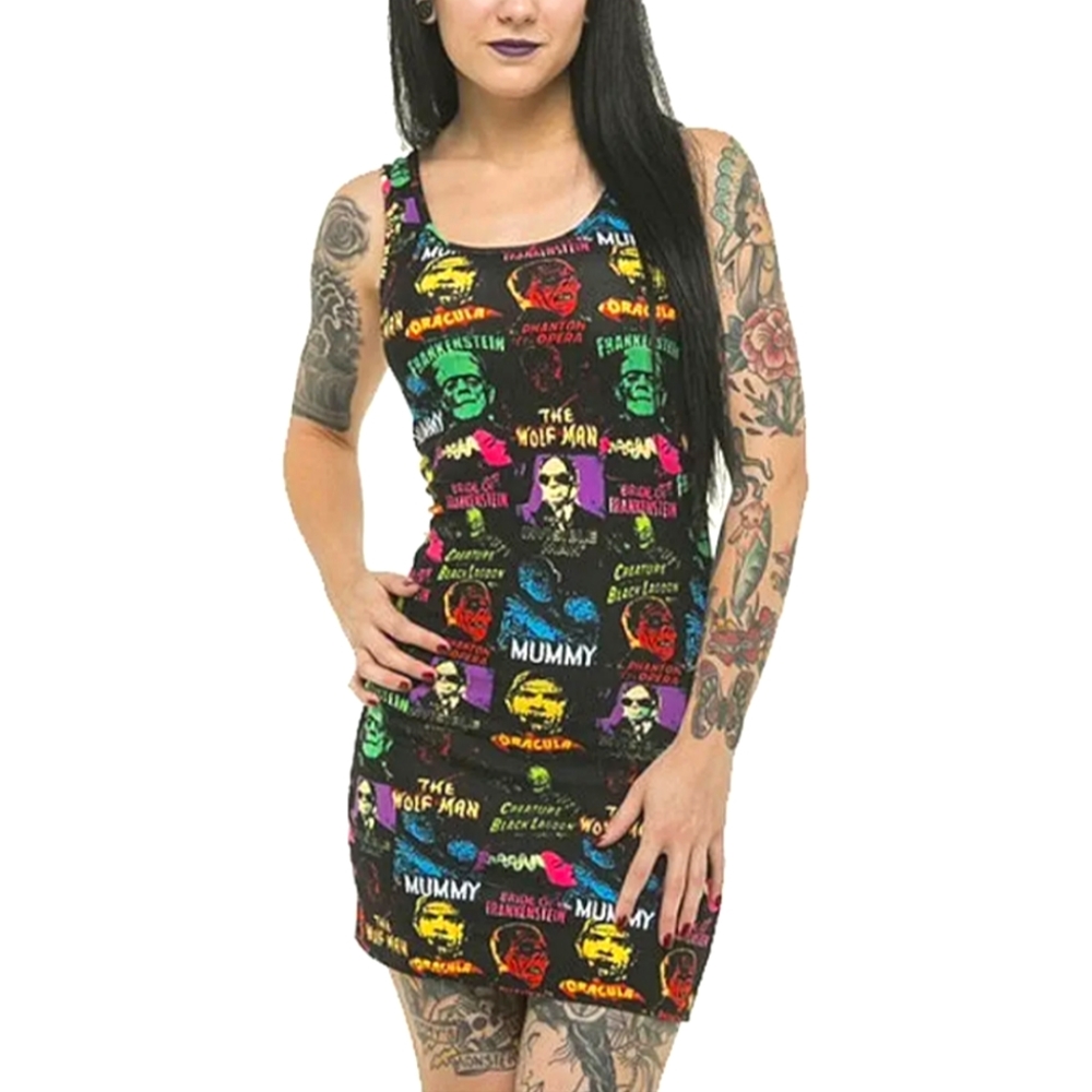 Iso wanted rock rebel universal movie monsters print bodycon dress